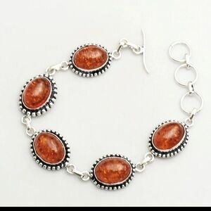Elegant 925 Silver and Amber Bracelet